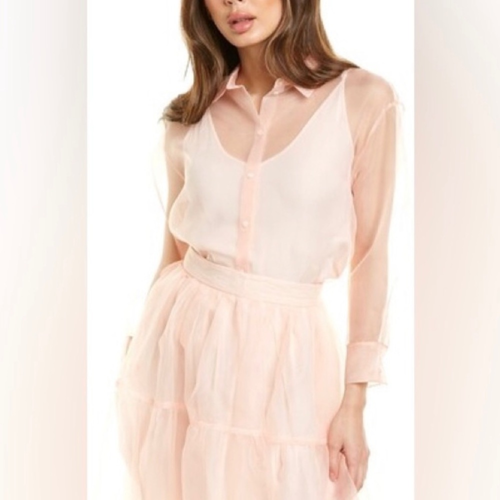 Maje Paris cloane mandarin sheer blouse